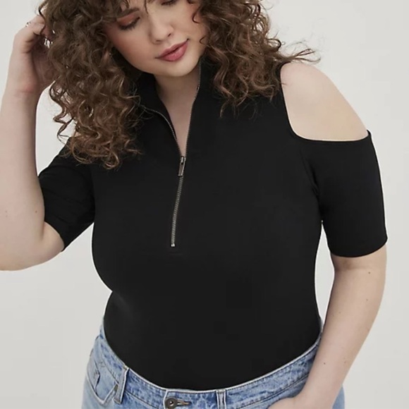 Torrid LoveSick Cold Shoulder Mock Neck Tee - Picture 3 of 14